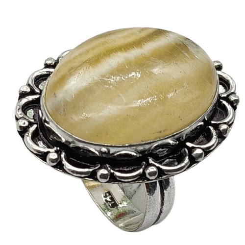 Calcite Natural Gemstone Antique Silver Plated Ring US Size-8.25 A 906