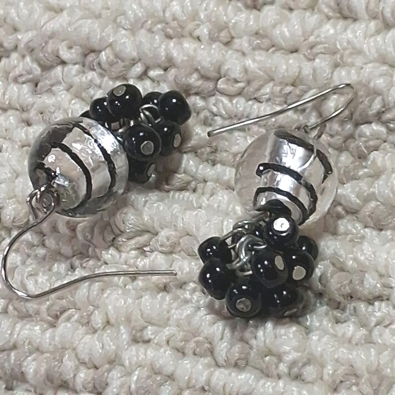 Onyx Lucite Sphere Tiered Statement Pierced Jewelry Women Stylish Retro Earrings
