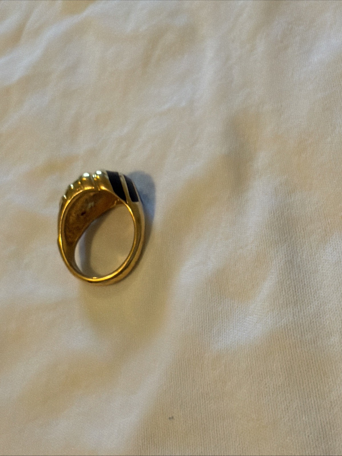Steel Two Tone Gold Silver Ribbed Finger Pick Guitar Nail Ring Shell Claw Size 7