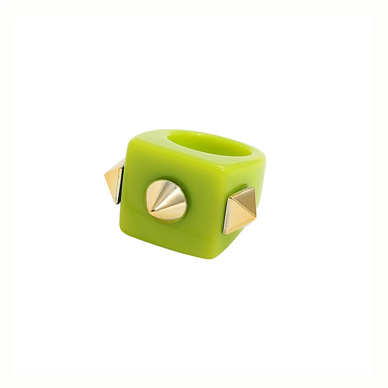 Resin Chunky Ring Geometric Square Round Knuckle Bold Band Women Jewelry