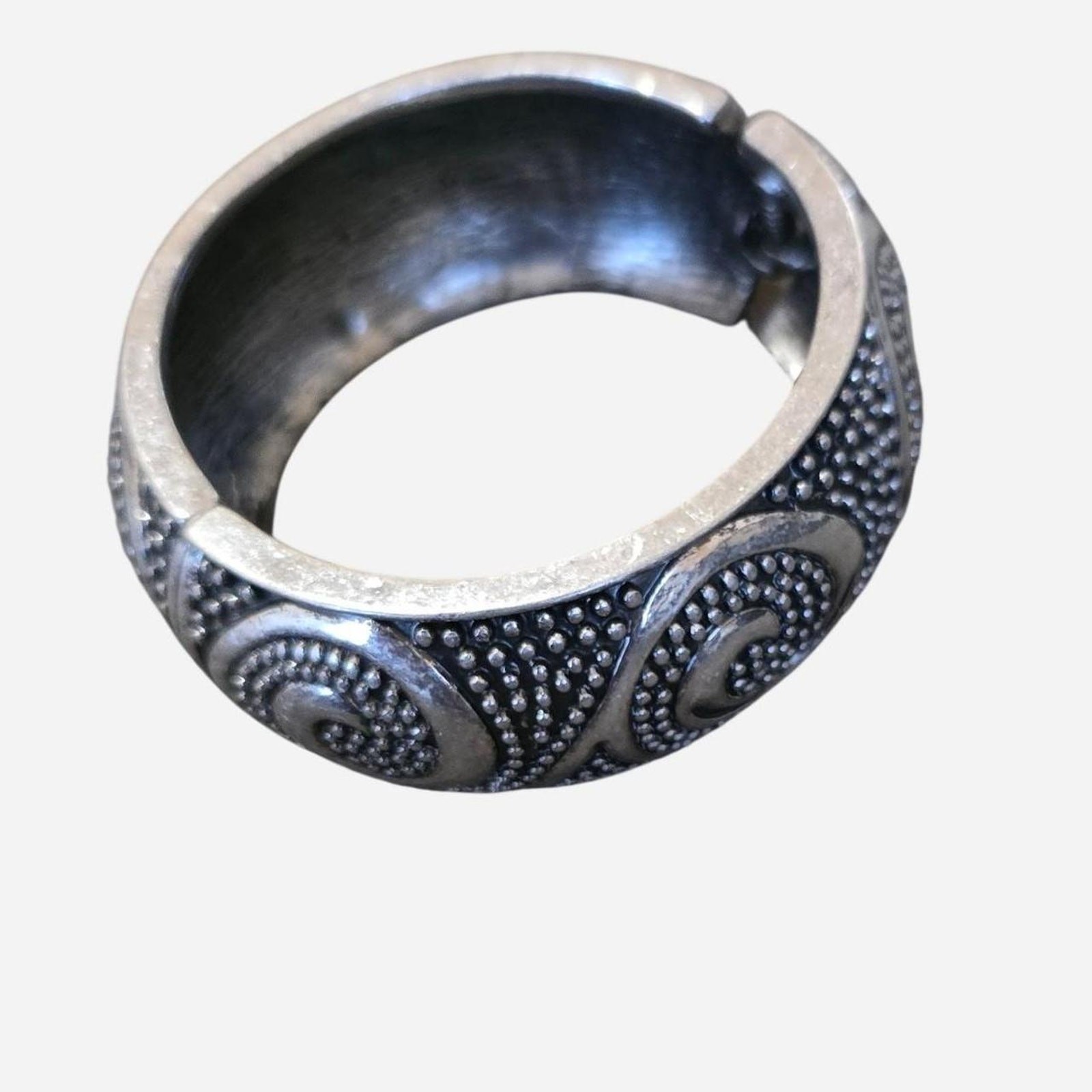 Vintage Premiere Designs Silver Swirl Hinge Bangle