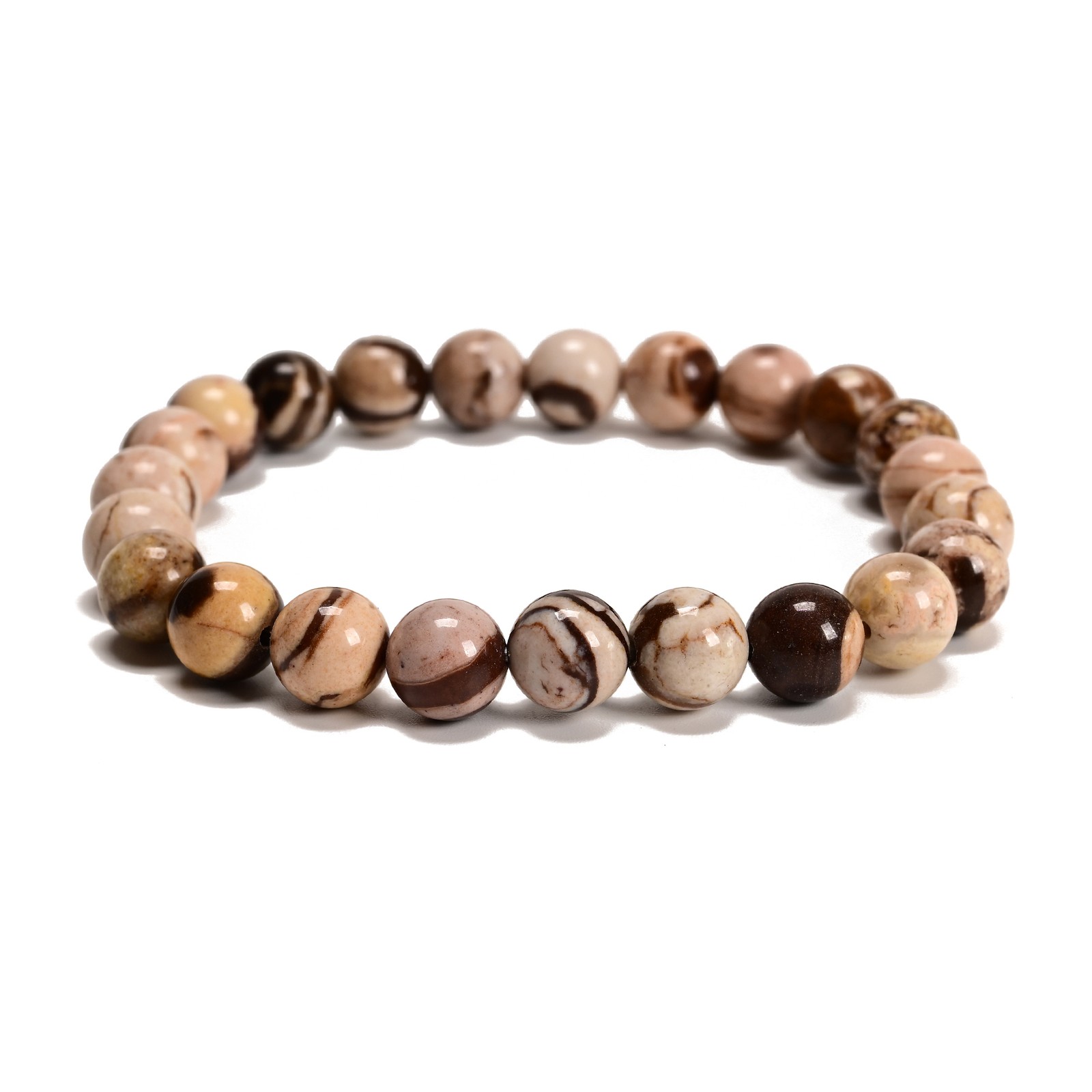 Australia Zebra Jasper Smooth Round Elastic Bracelet 6mm 8mm 10mm 12mm 7.5”