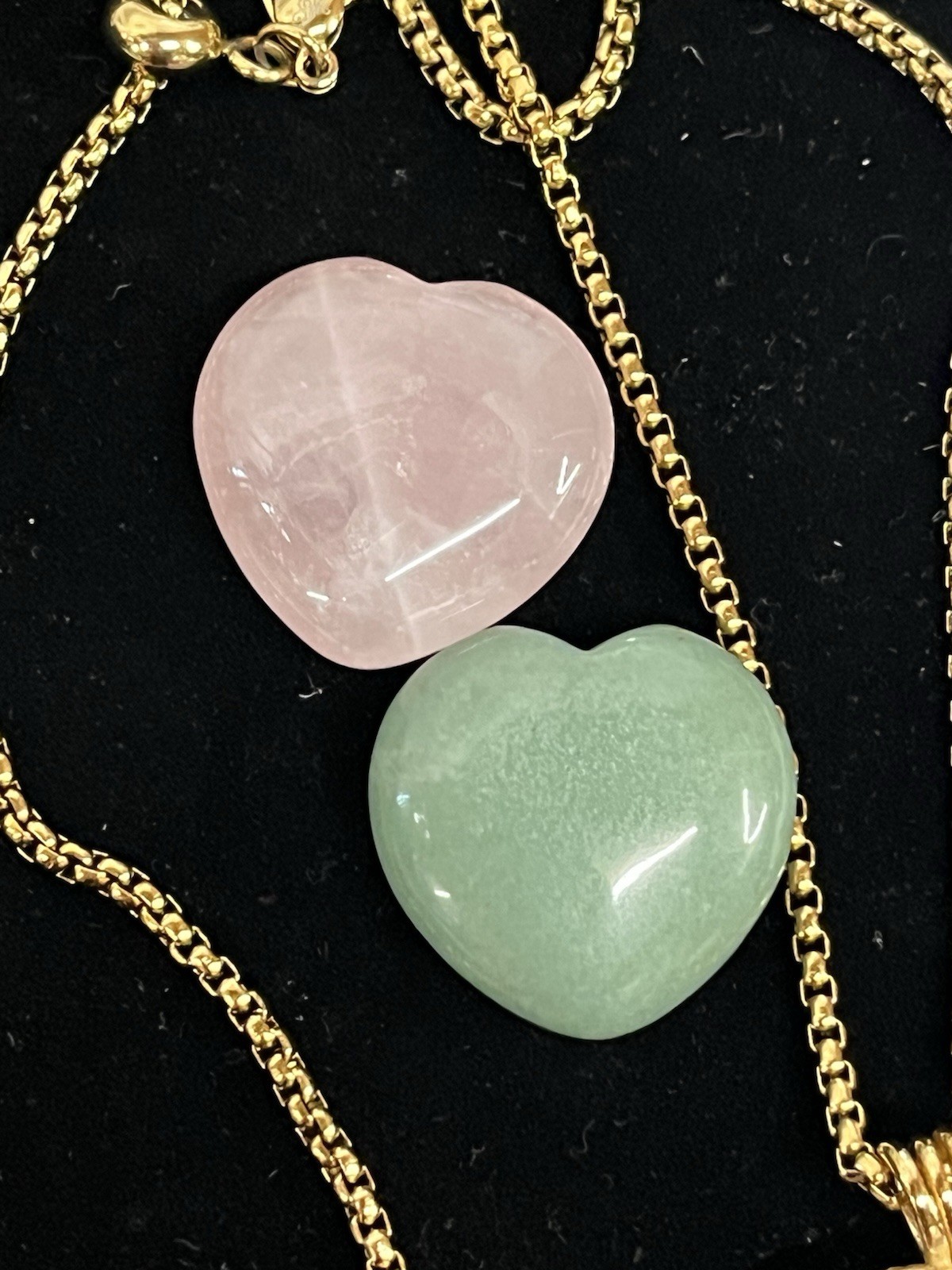 KALIFANO Convertible Heart Chakra Pendant Necklace Healing Stones Gold Tone
