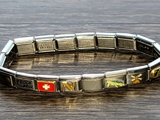 Persona Links Casa D’Oro Italy Stainless Steel Link Stretch Charm Bracelet Italy