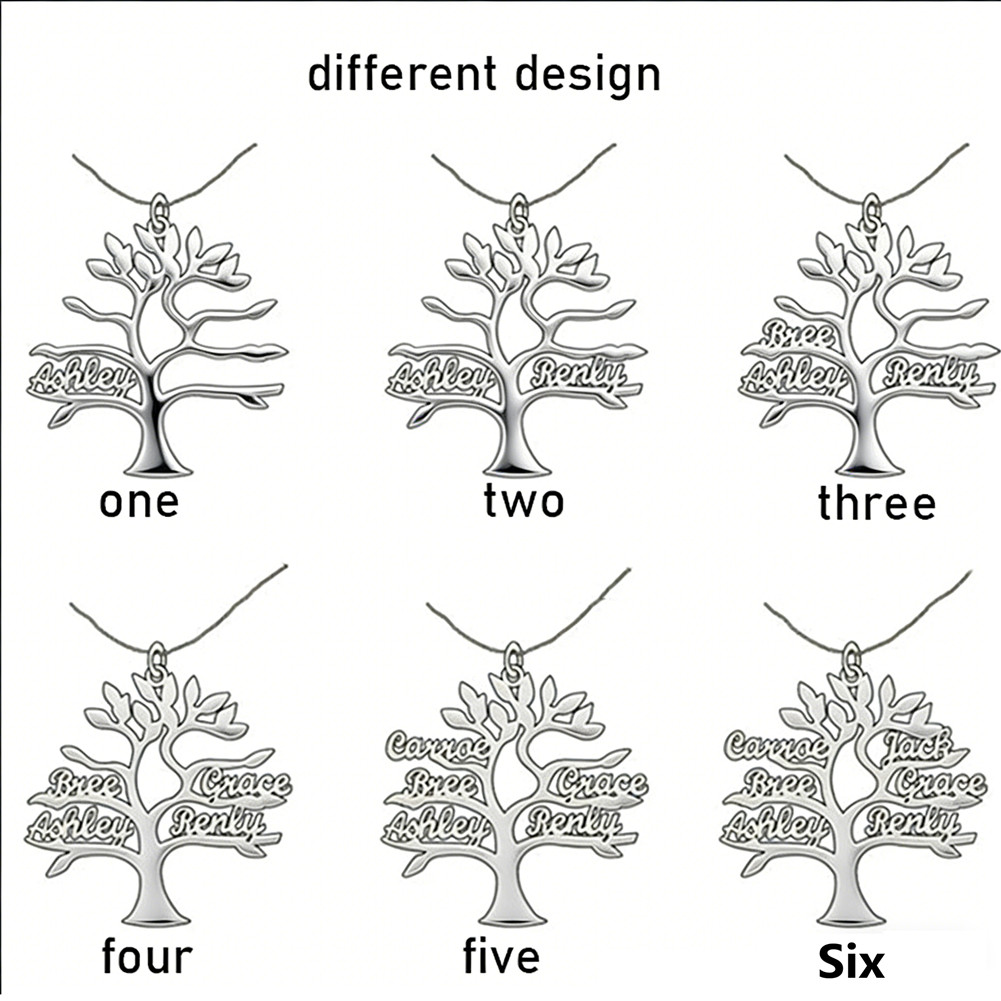 Personalized Family Name Tree of Life Necklace Charm Pendant Custom Gift Jewelry