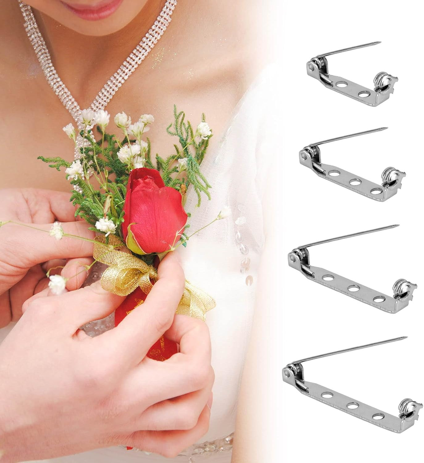 30 Pcs Brooch Pins, Silver Bar Pins, Secure Back Clasp with Back Bar Fastener, P