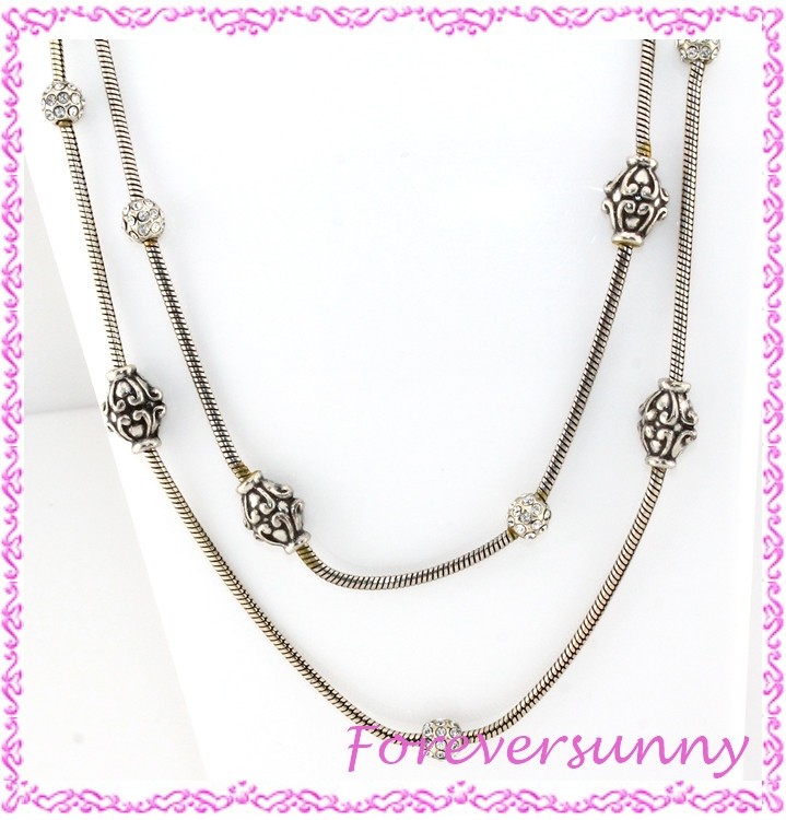 Brighton Full Moon Layered Silver Crystal Necklace