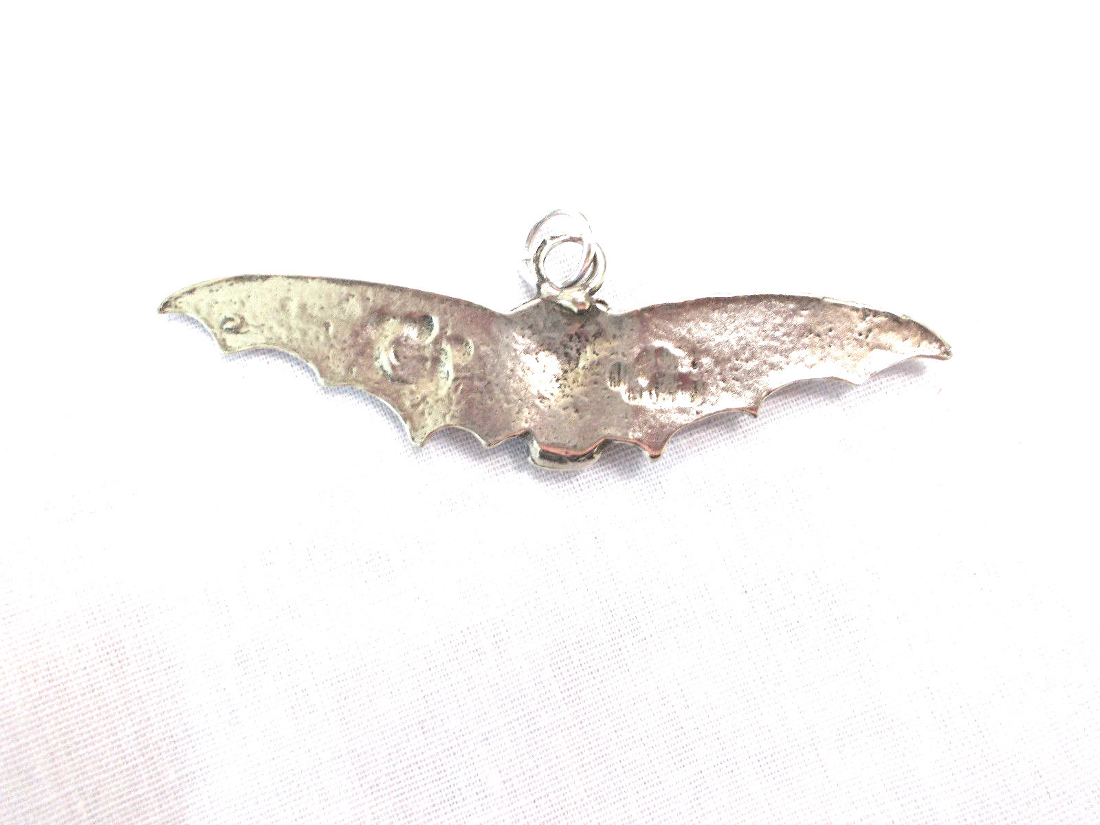 GOTHIC BAT WING SKULL FLYING HUMAN SKULL USA PEWTER PENDANT ADJ CORD NECKLACE