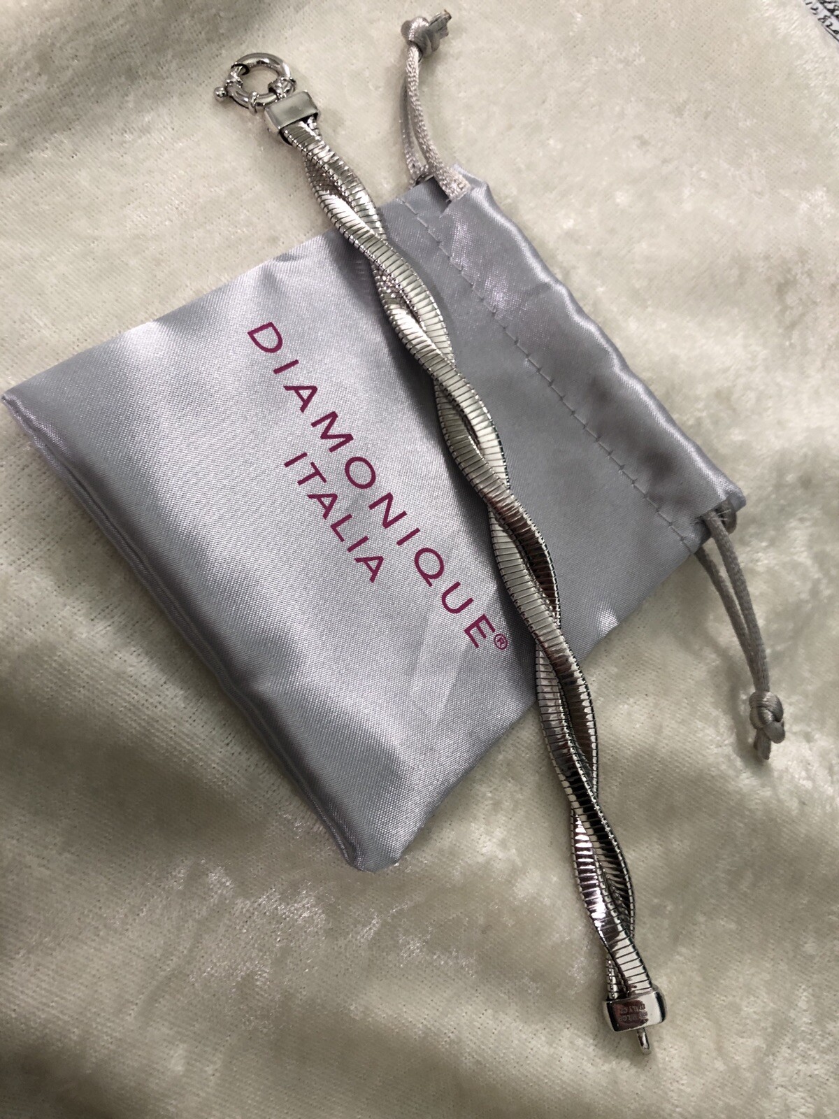 DIAMONIQUE CZ ITALIA TUBOGAS TWISTED SS BRACELET, SIZE SM/MED (M4616-42)