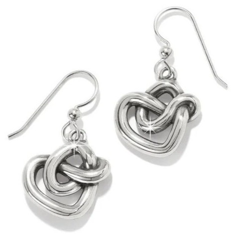 NWTag Brighton INTERLOK CURVE HEART Silver French Wire Earrings MSRP $52