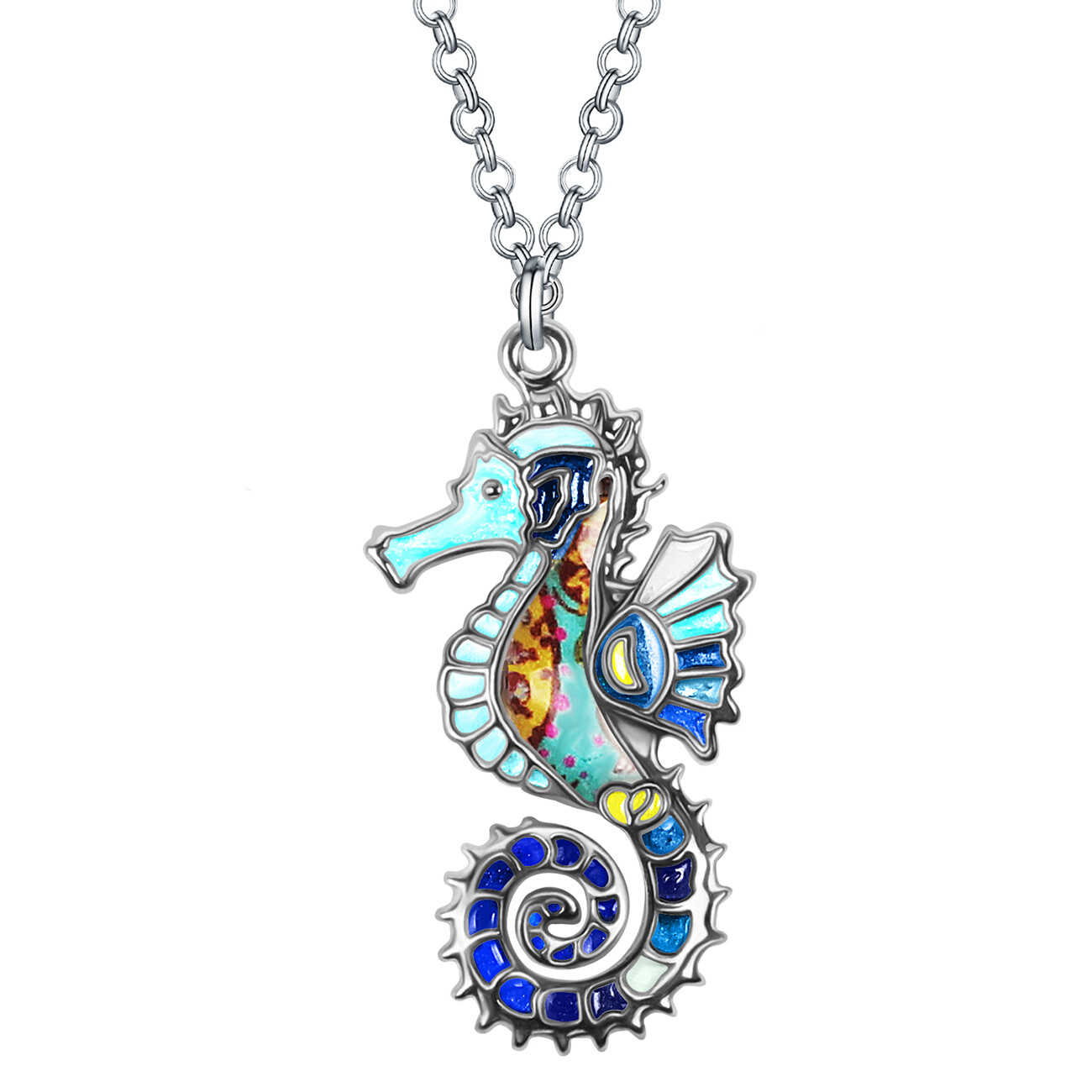 Enamel Alloy Seahorse Necklace Sea Horse Pendant Ocean Animals Charms Jewelry