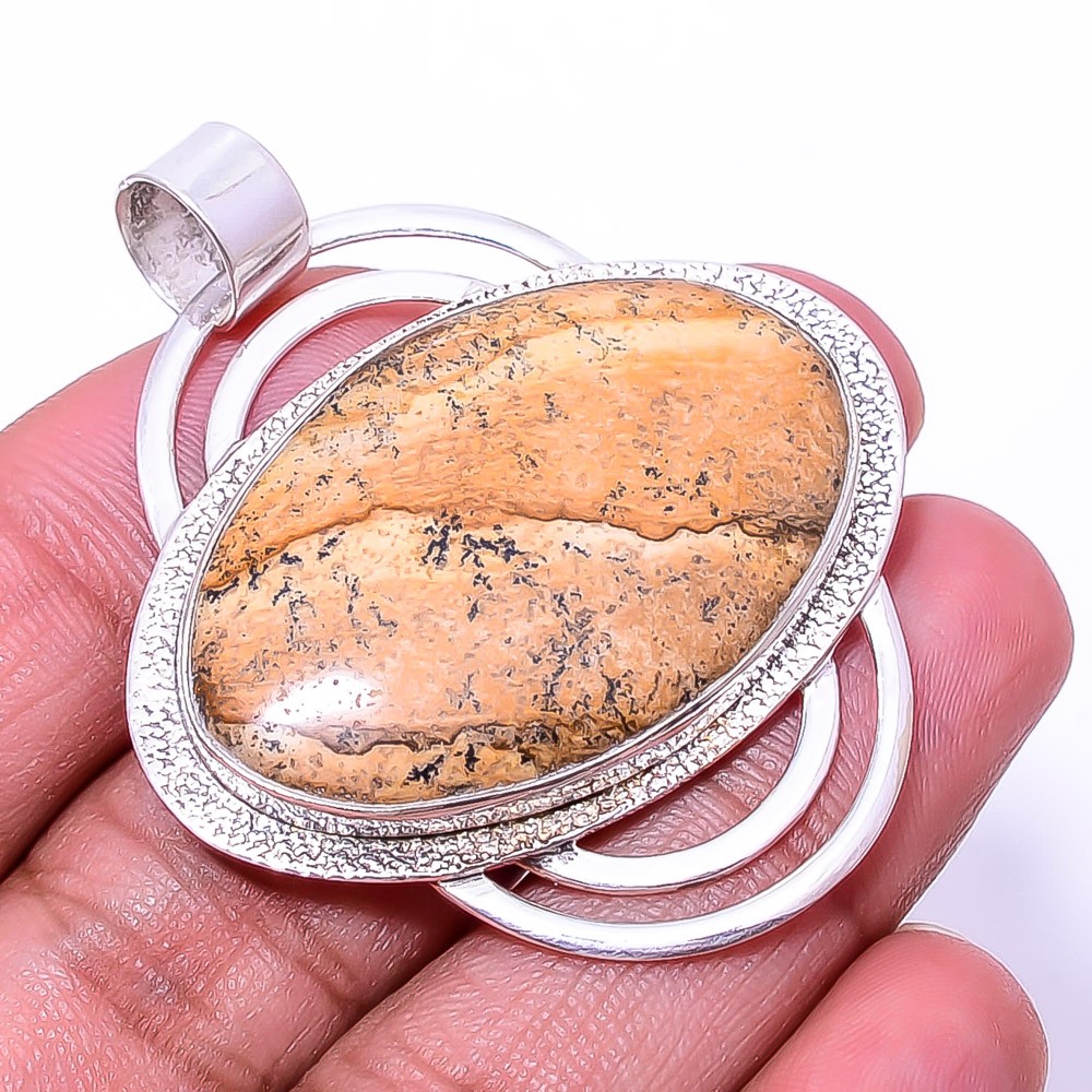 Picture Jasper – Oregon Designer Handmade 925 Sterling Silver Pendant 1.95″ P27