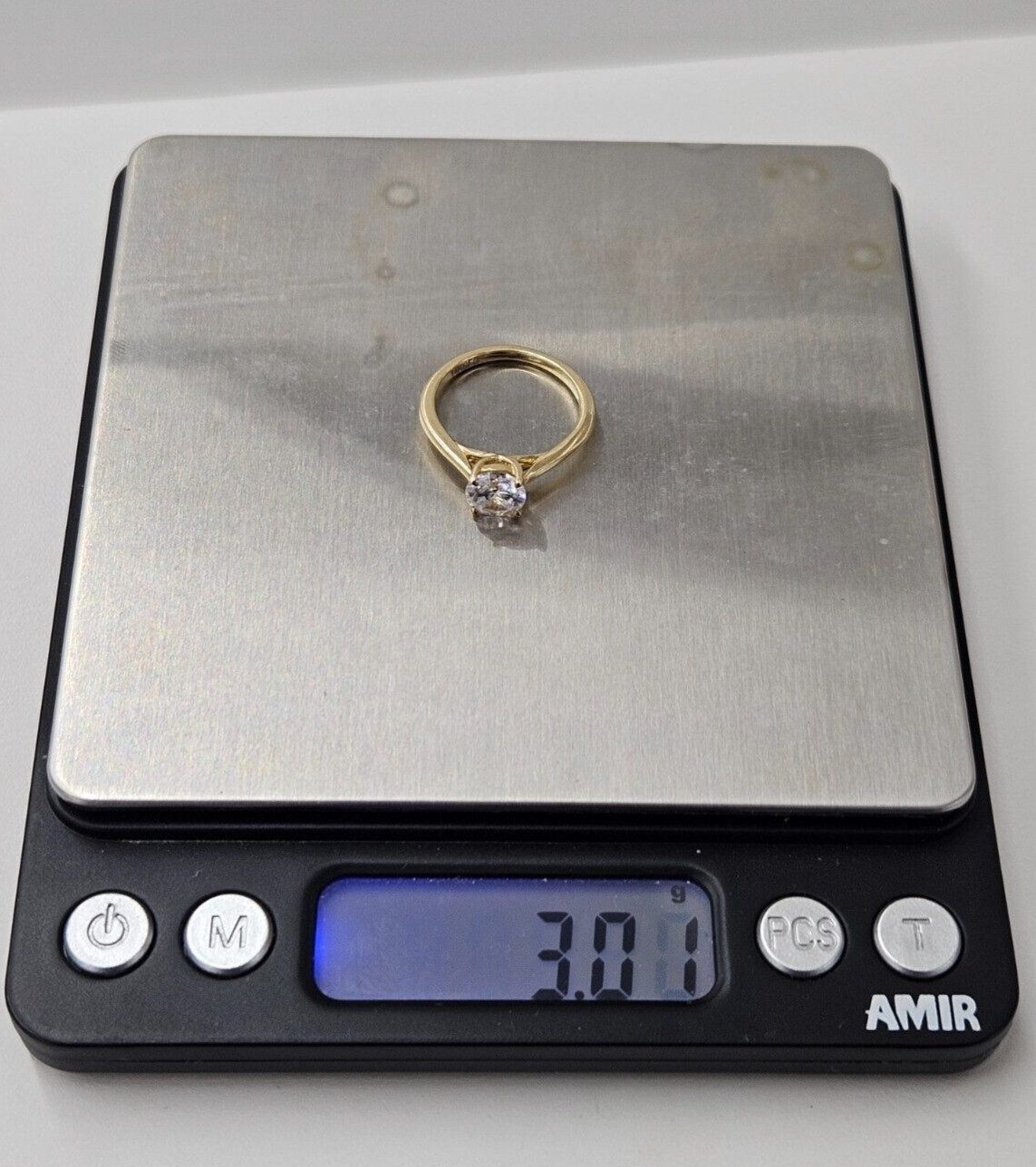 Real 14K Yellow Gold Engagement Ring, Cubic Zirconia 3 Gr, Size 6.5 MorisJewelry