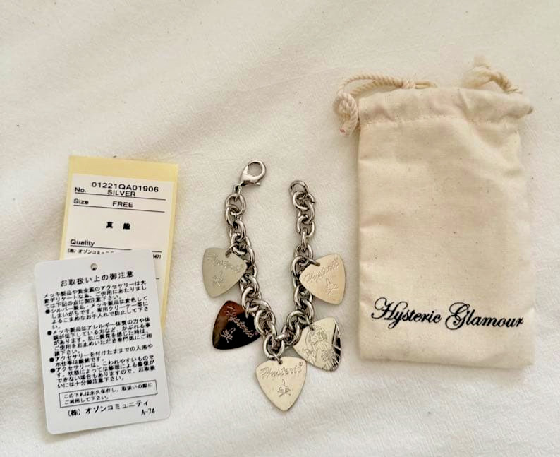 HYSTERIC GLAMOUR Woman on Skullpick Bracelet Brass Japan Guitar Pick Punk Style