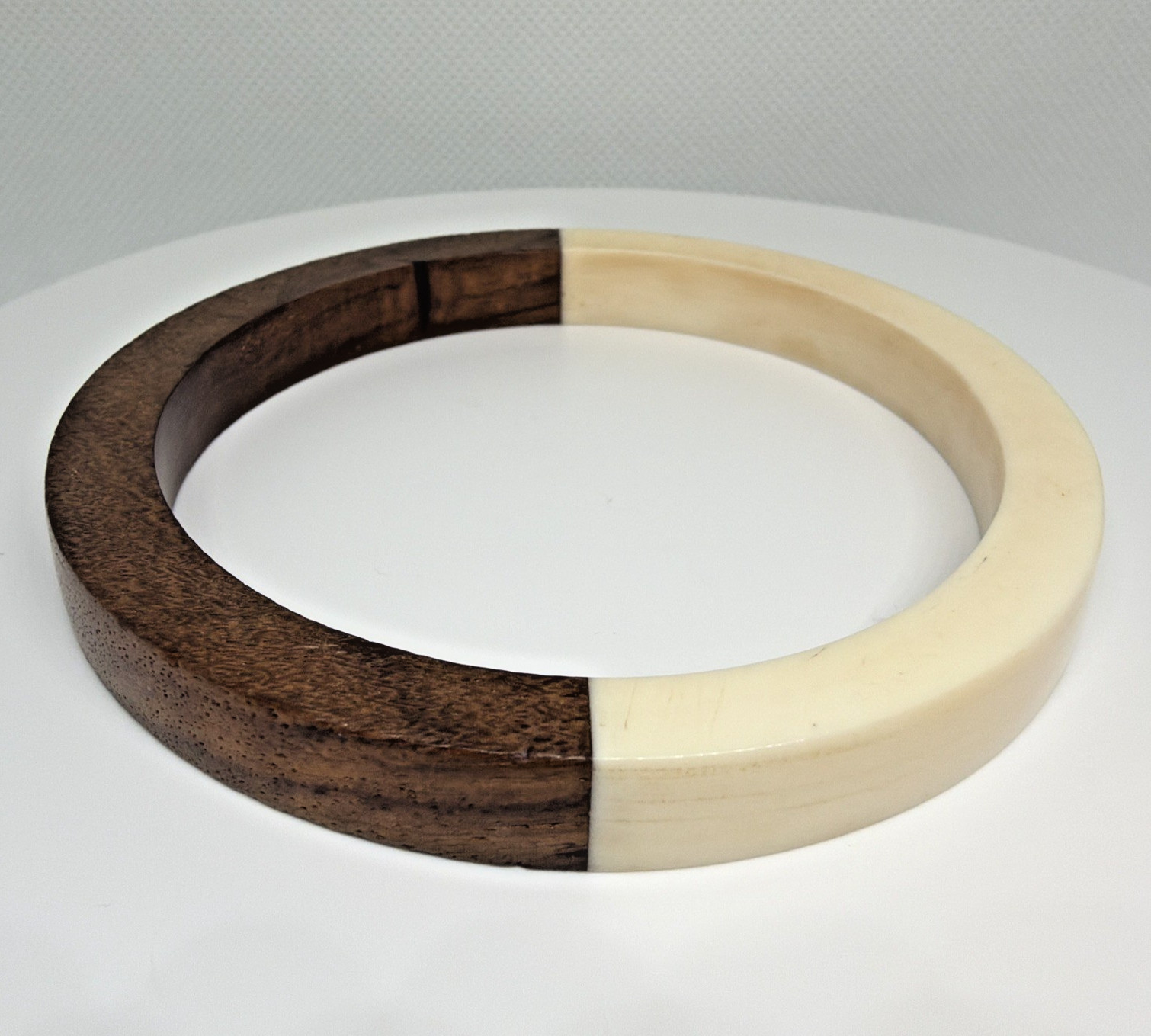 Mod Retro Wood & Resin Bangle Bracelets Stackable Mid-Century Style Set of 4
