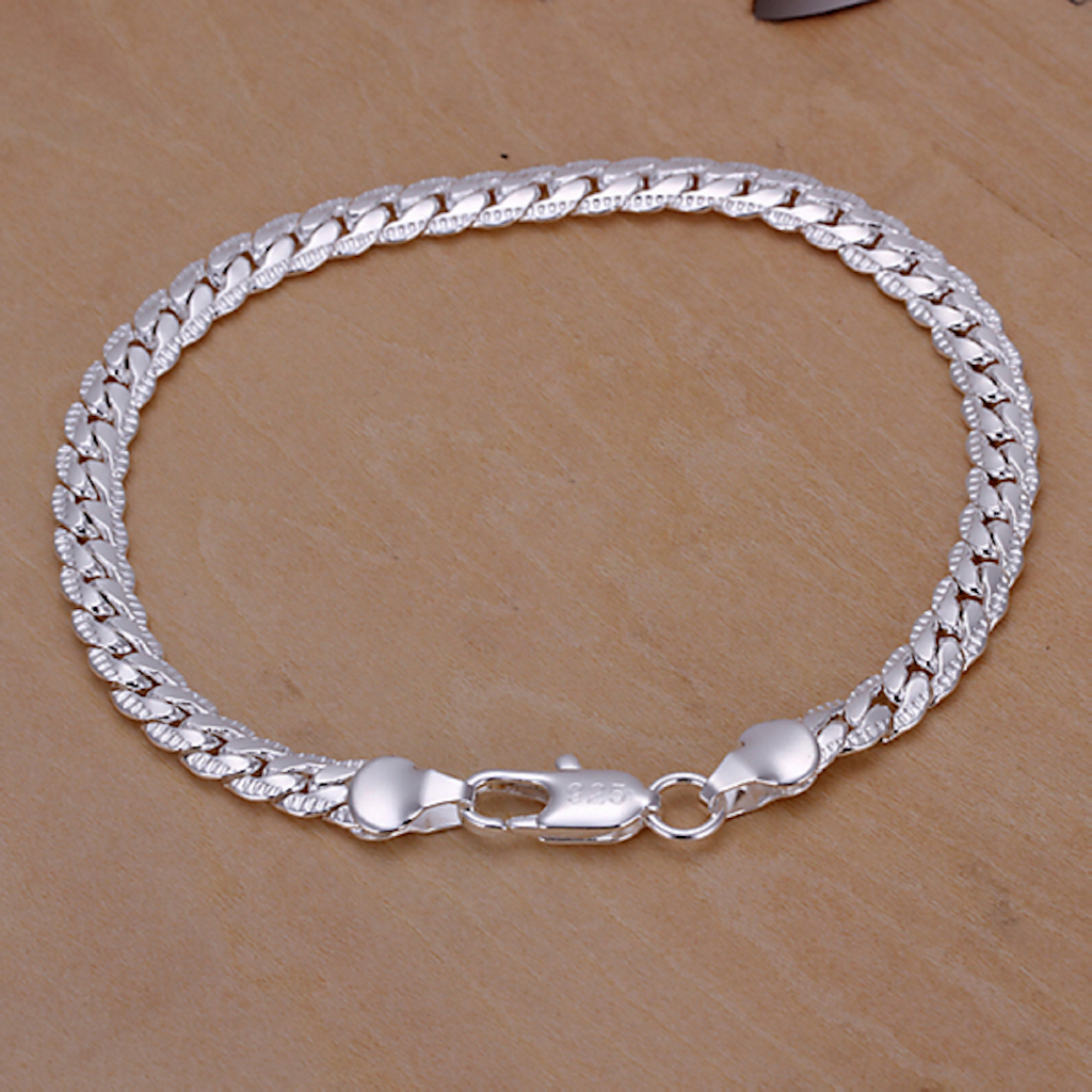 Women 925 Sterling Silver Link Snake Cahin Bracelet 8 Inches 6MM Lobster L61