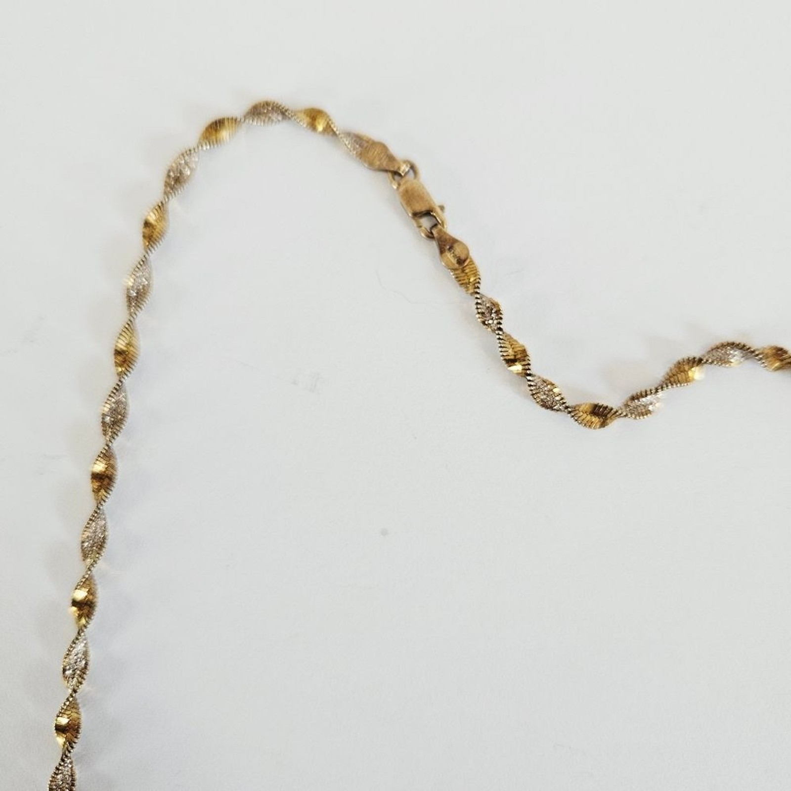 Vintage Danecraft Italy Sterling Silver 925 Two Tone Twist Herringbone Necklace