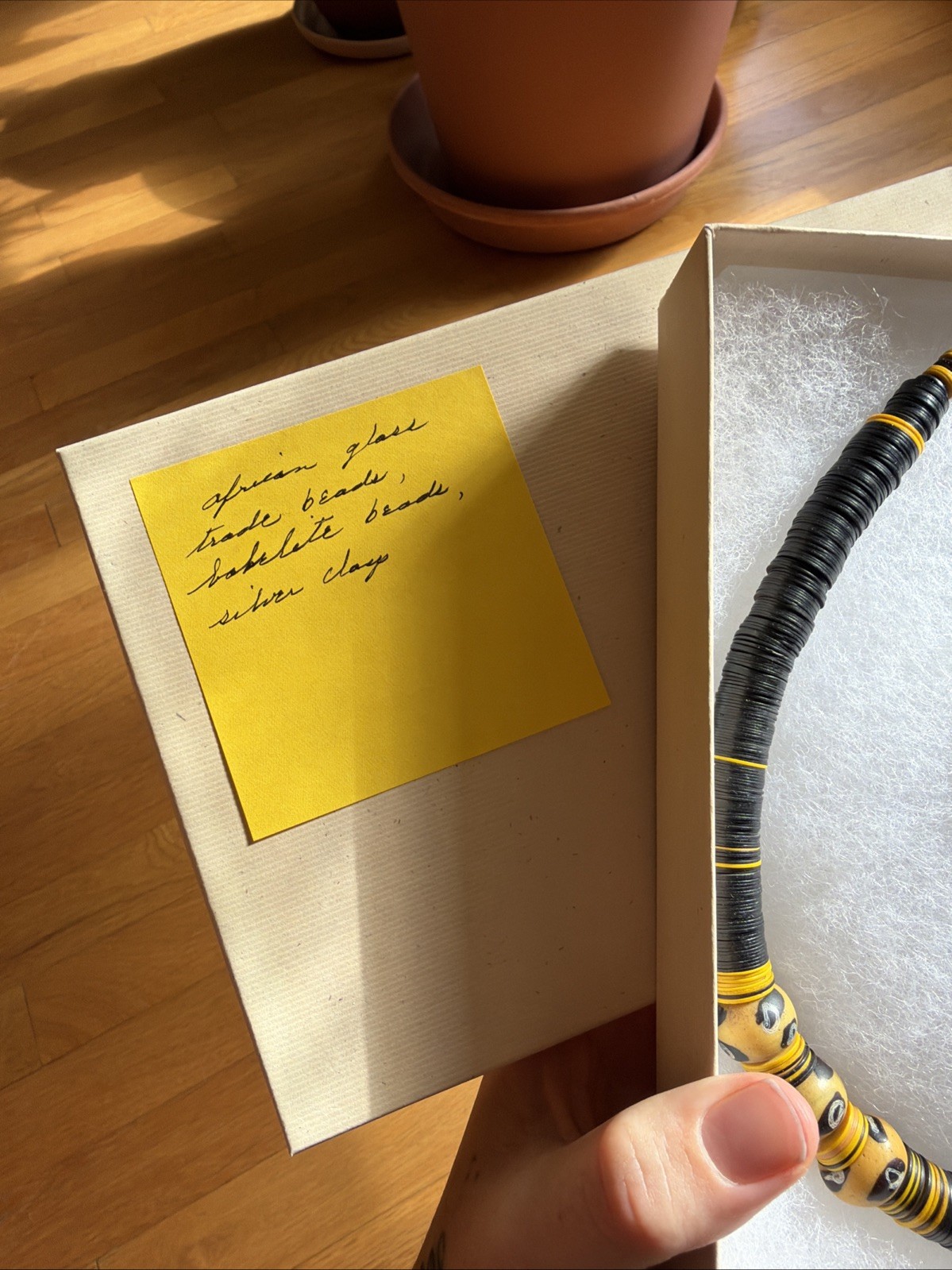 Black and Yellow Beaded Necklace with Clasp
