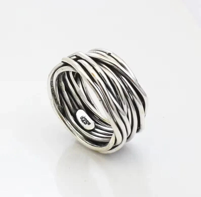 925 Sterling Silver, Solid Silver, Band Ring, Unisex, Multi Layer Band Ring