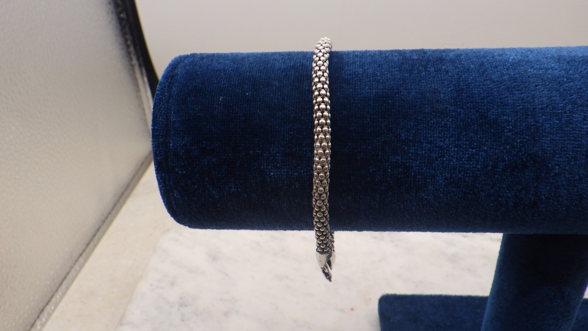 925, SNAKESKIN POPCORN CHAIN BRACELET, 8″, STAMPED 925 ITALY AND KA1 (TDY029648)