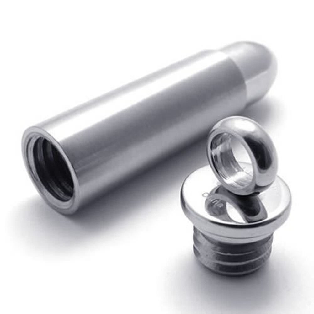 Stainless Steel Open Bullet Pendant Necklace for Men Pill Case Holder Jewelry