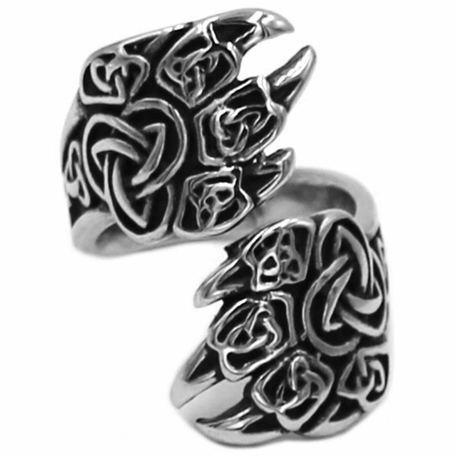 Viking Bear Claw Ring Norse Style Silver Stainless Steel Celtic Band Sizes 7-13