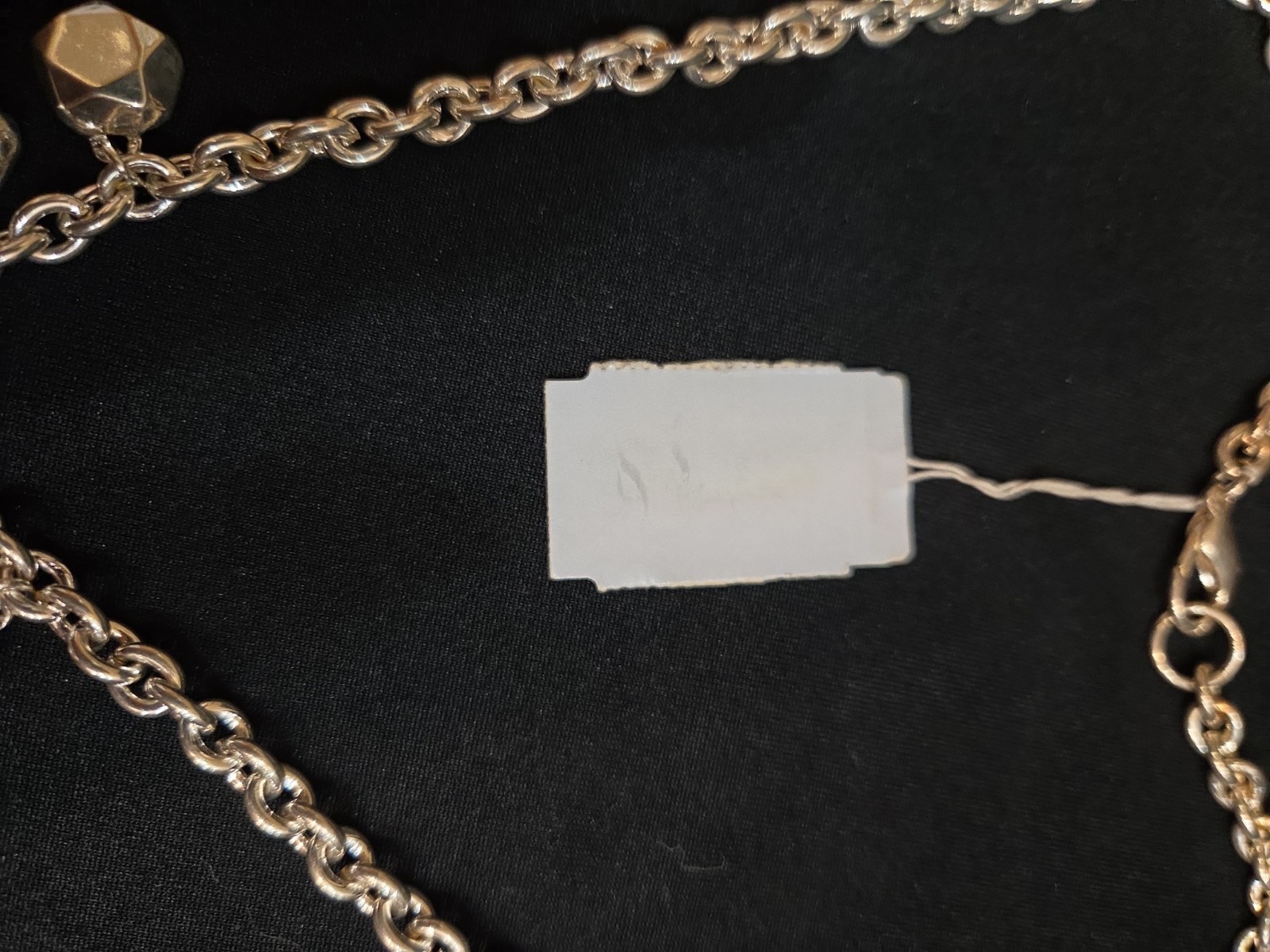 20″ Heavy Silver Tone Necklace W/5 Sided Pentagon Geometric Statement Charms