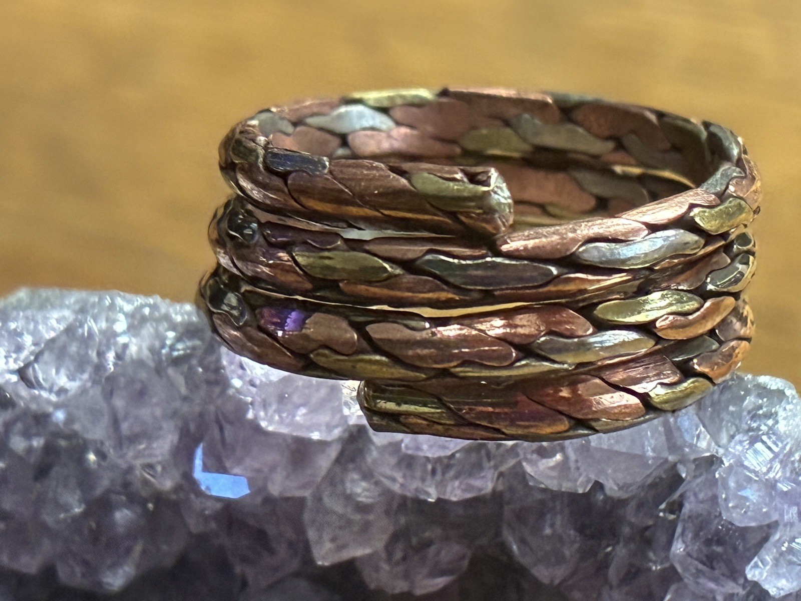 Solid copper, Nickel and brass adjustable wrap ring TU26-2.