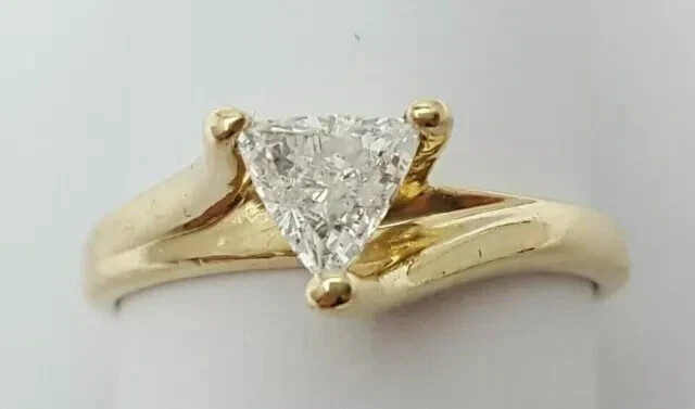 2Ct Trillion Simulated Diamond Engagement Solitary Ring 14k Yellow Gold Plated