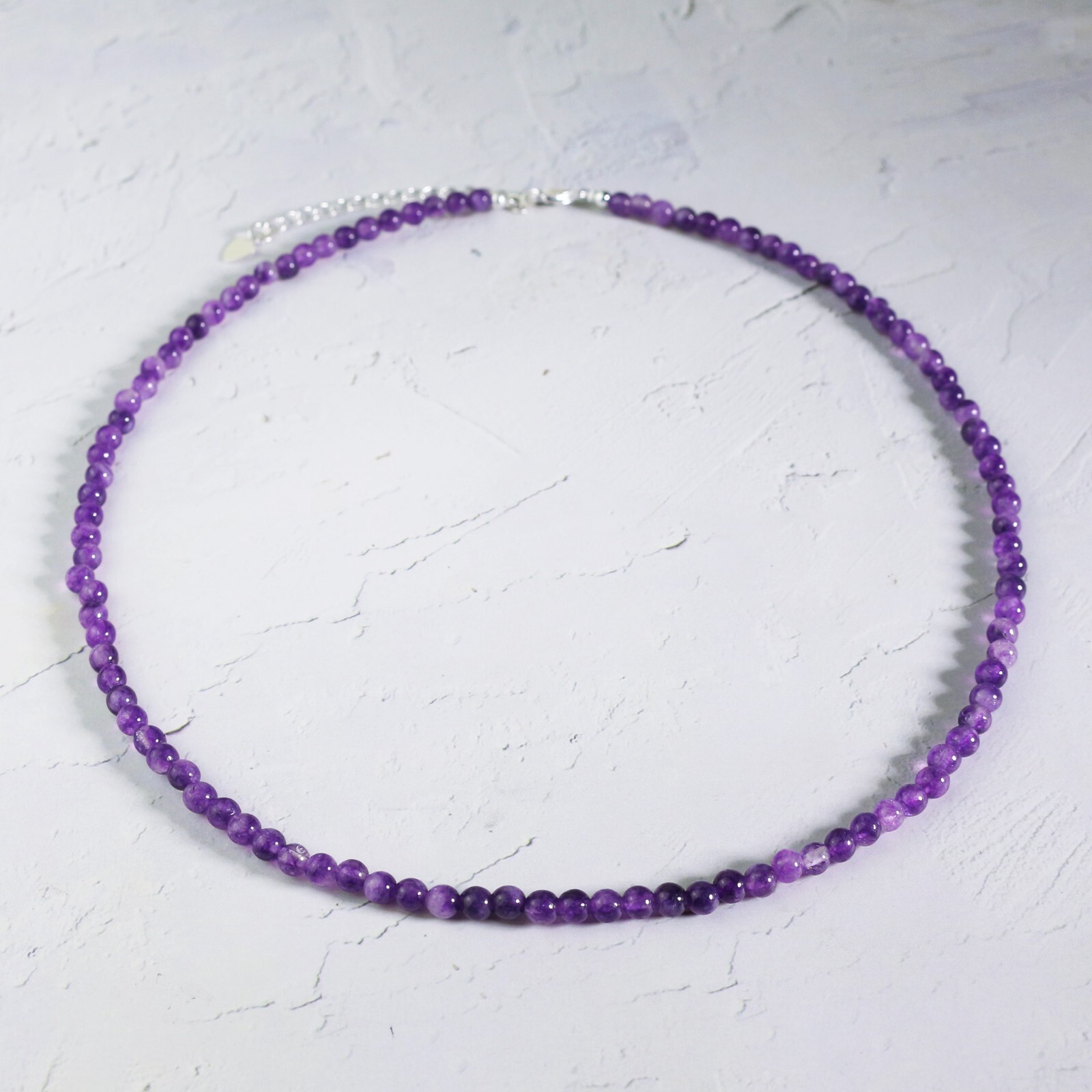 Natural Amethyst Beads Dainty Necklace Handmade Healing Choker Gift For Woman