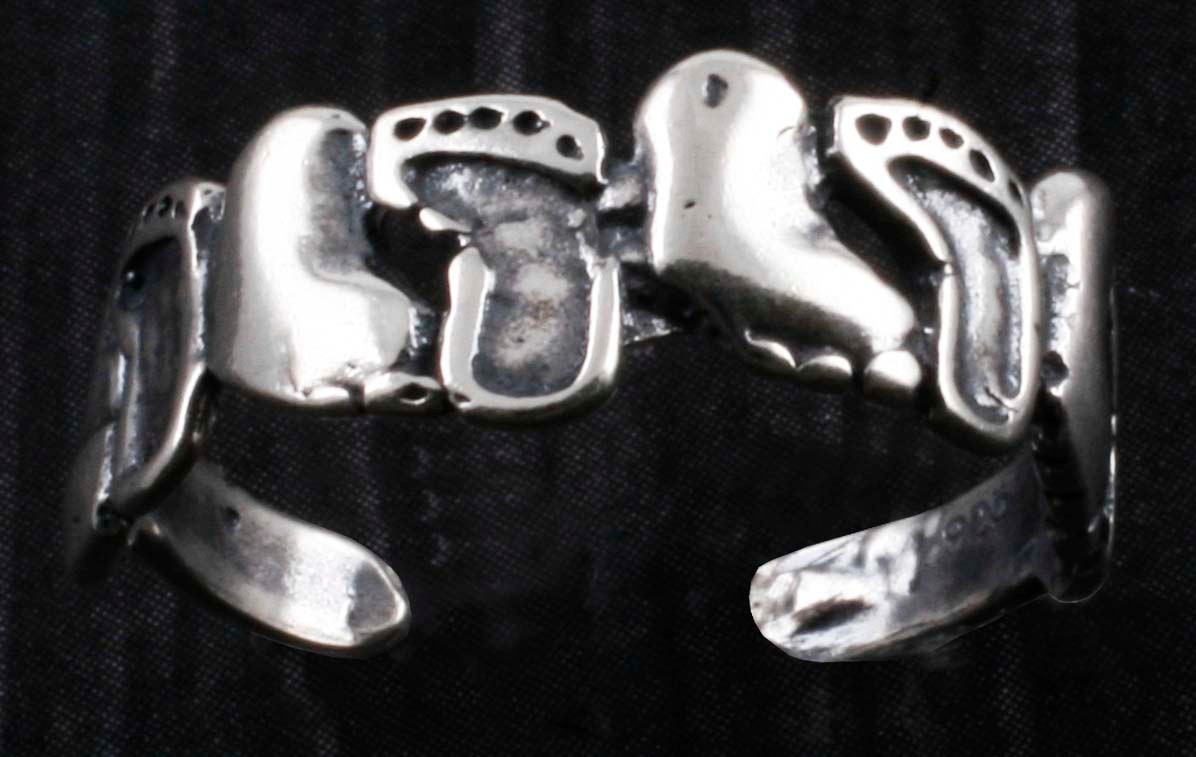 925 Sterling Silver Oxidized Adjustable Vertical Feet Toe Ring