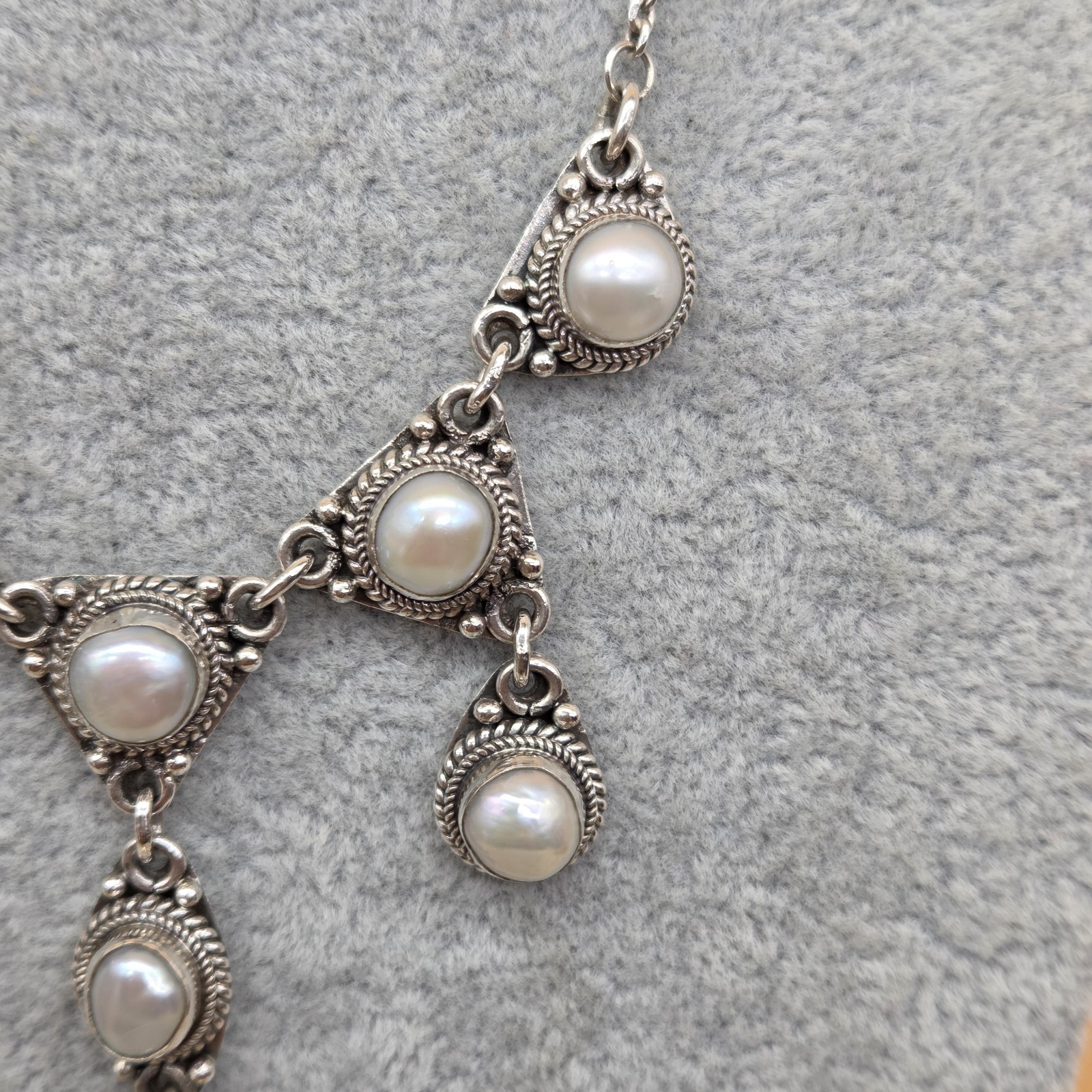 SA Suarti Bali Sterling Silver 925 Genuine Pearl Romantic Bib Style Necklace