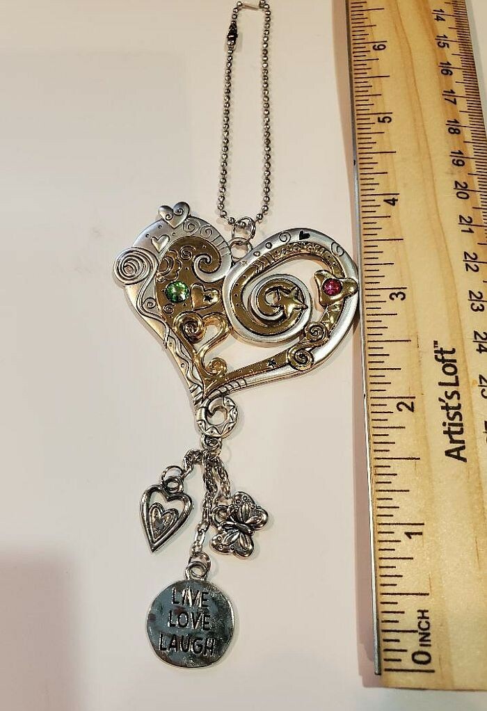 BEAUTIFUL HEART GANZ CAR CHARM WITH CHAIN FOR REAR-VIEW MIRROR