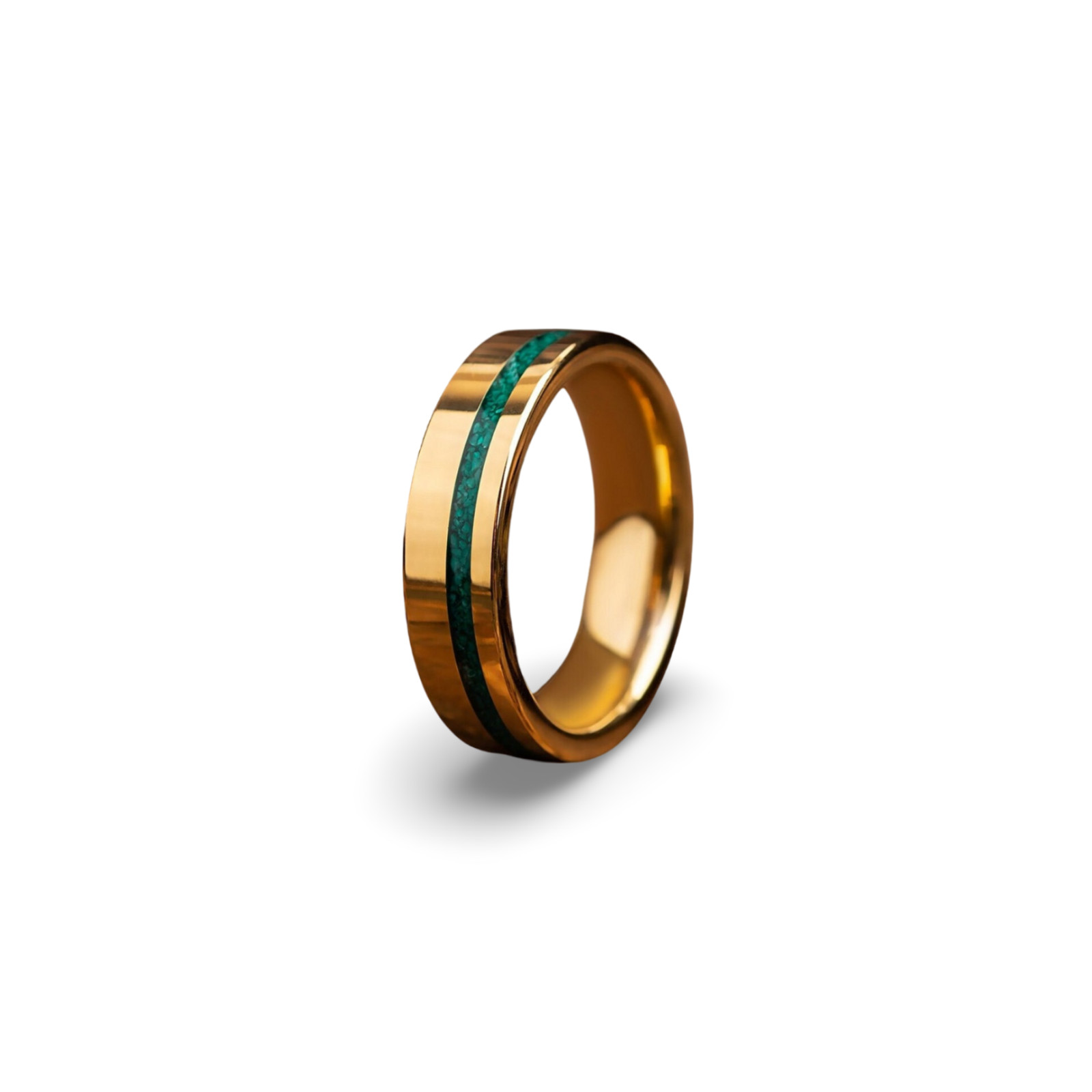 925 Sterling Silver Adorned with Green Malachite Band Ring