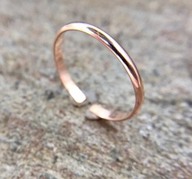 925 Solid Metal Women’s Daily Use Adjustable Band Toe Ring 14k Rose Gold Plated