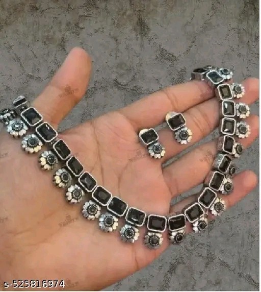 Oxidized Necklace With Matching Earrings Jewelry For Her Wear Fashionable Look