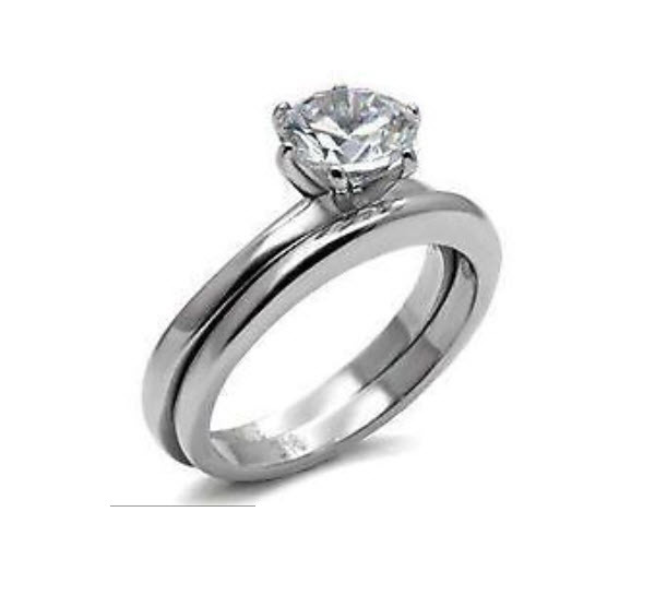 Branded Stainless Steel 2 Carat 8mm Round Engagement Ring Size 5/6/7/8/9/