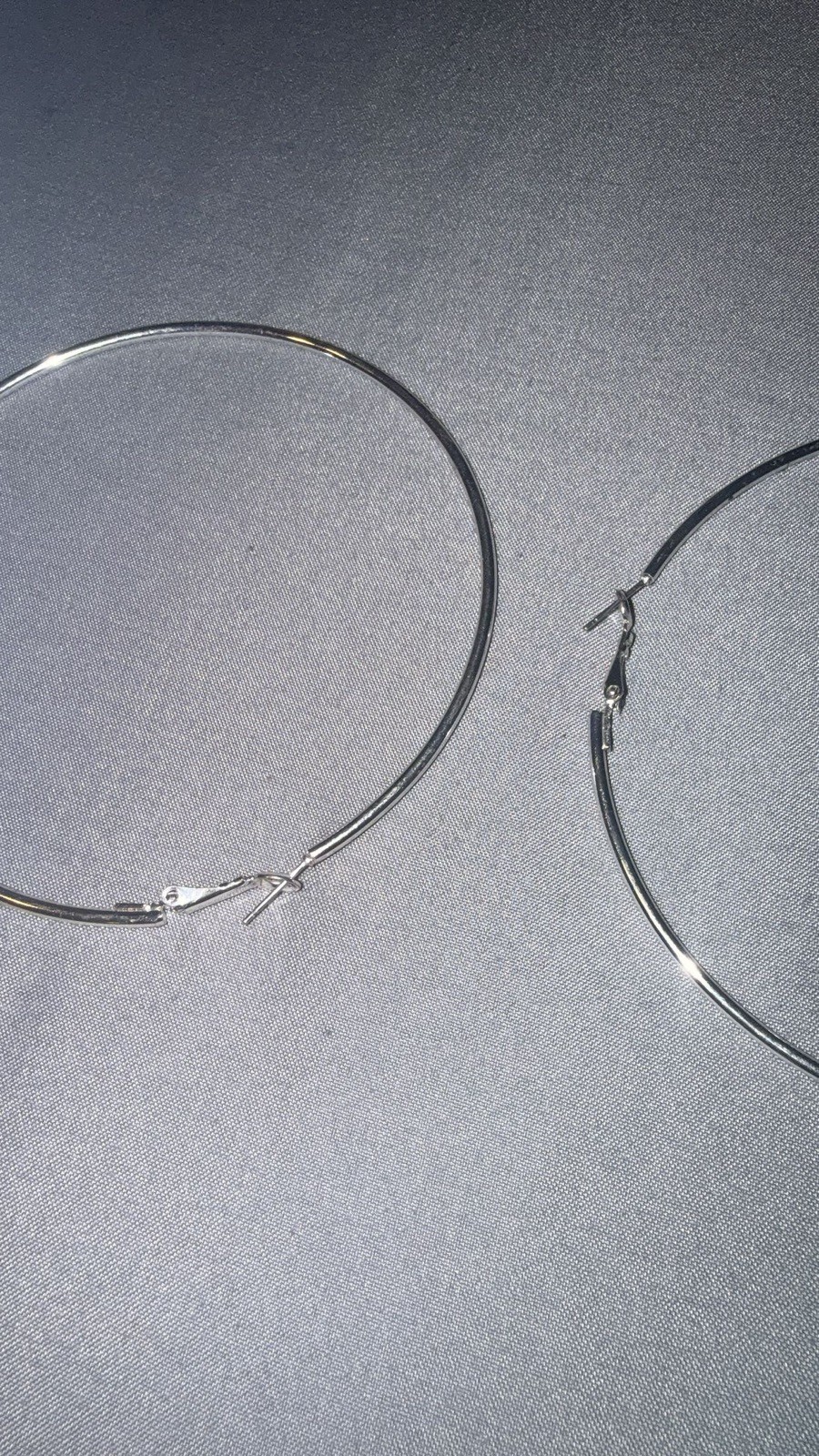 Hoop Earrings Silver Tone Large Round Size 3.5 inches