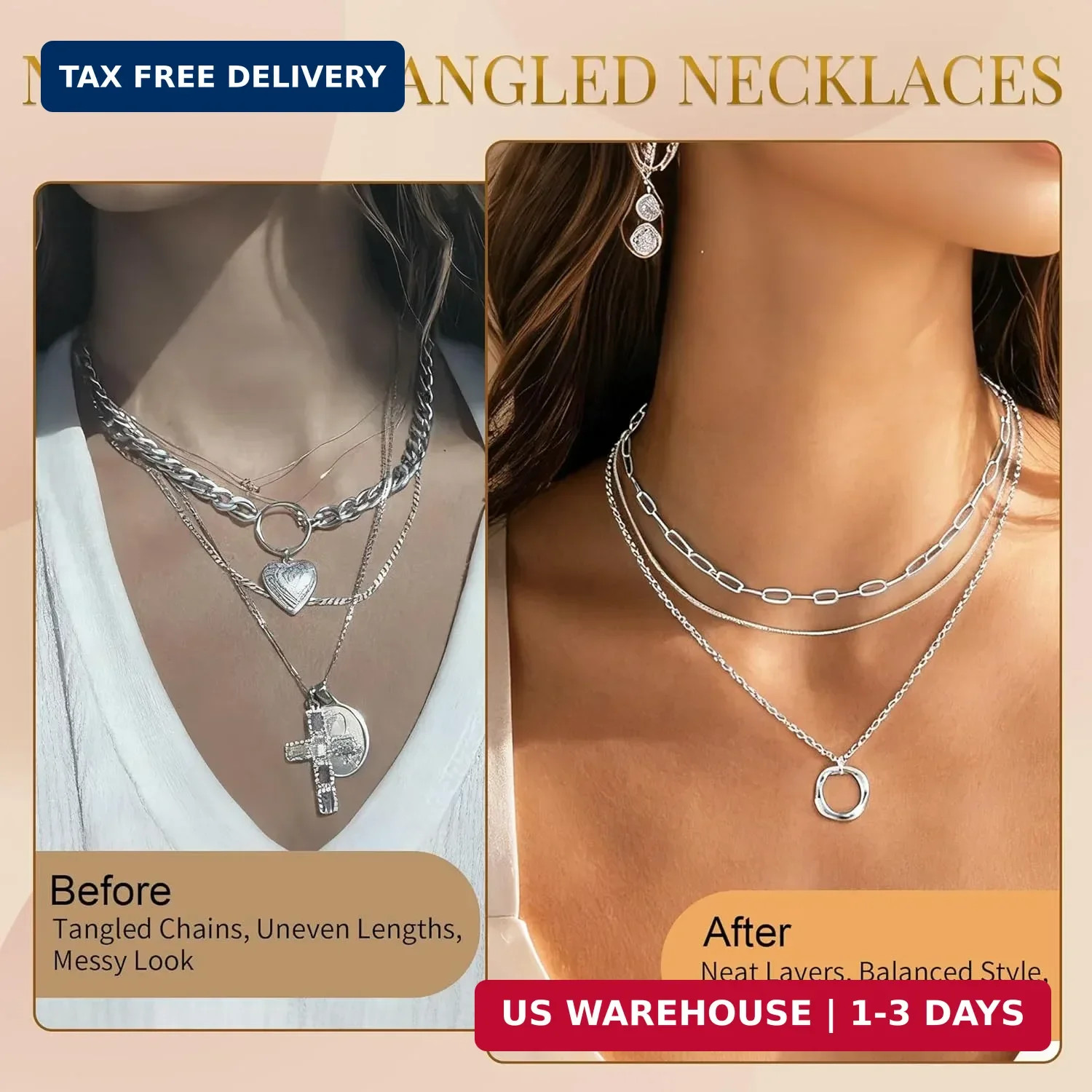 Silver Plated Multiple Necklace Clasp Set, Magnetic Ch