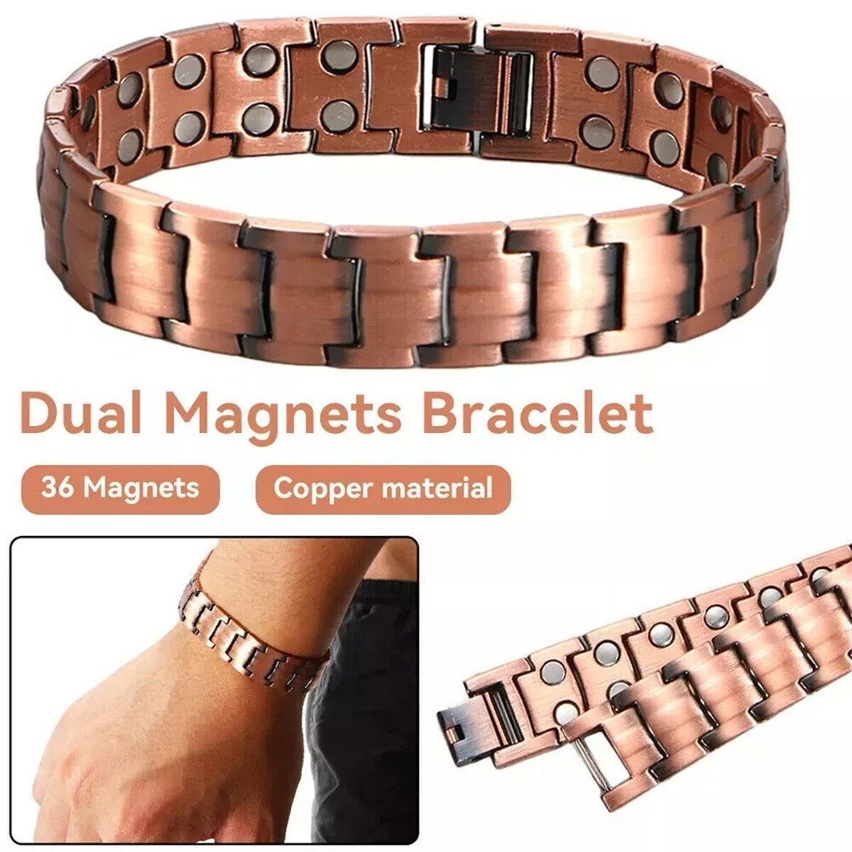 8 Inch Pure Copper Bangle Magnetic Therapy Bracelet for Arthritis Pain Relief
