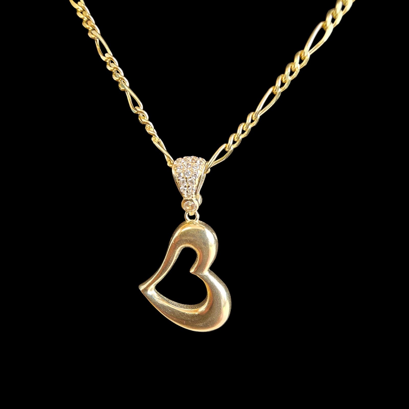 cadena Figaro 14k De 18 De Largo Con Medalla En Forma De Corazón De 14k Para Mjr