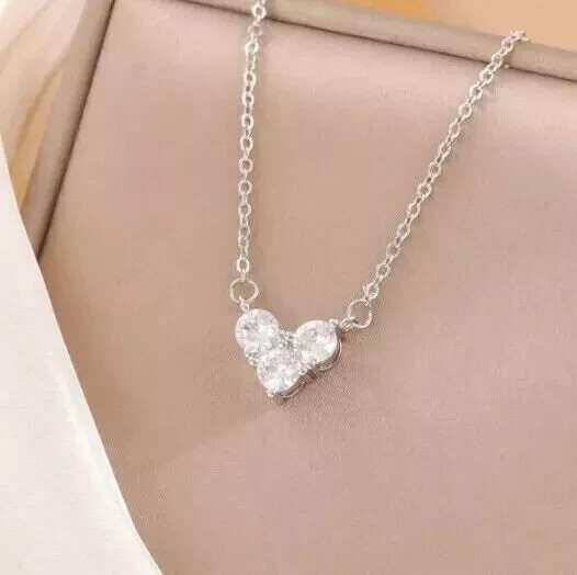 14K White Gold Plated 2Ct Round Cut Three Stone Fancy Pendant Simulated Diamond