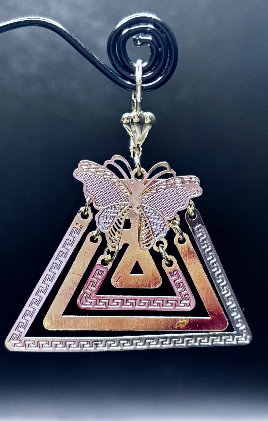 Highest Quality Rose White Yellow Triangle Shapes Butterfly Gold Filled Earrings