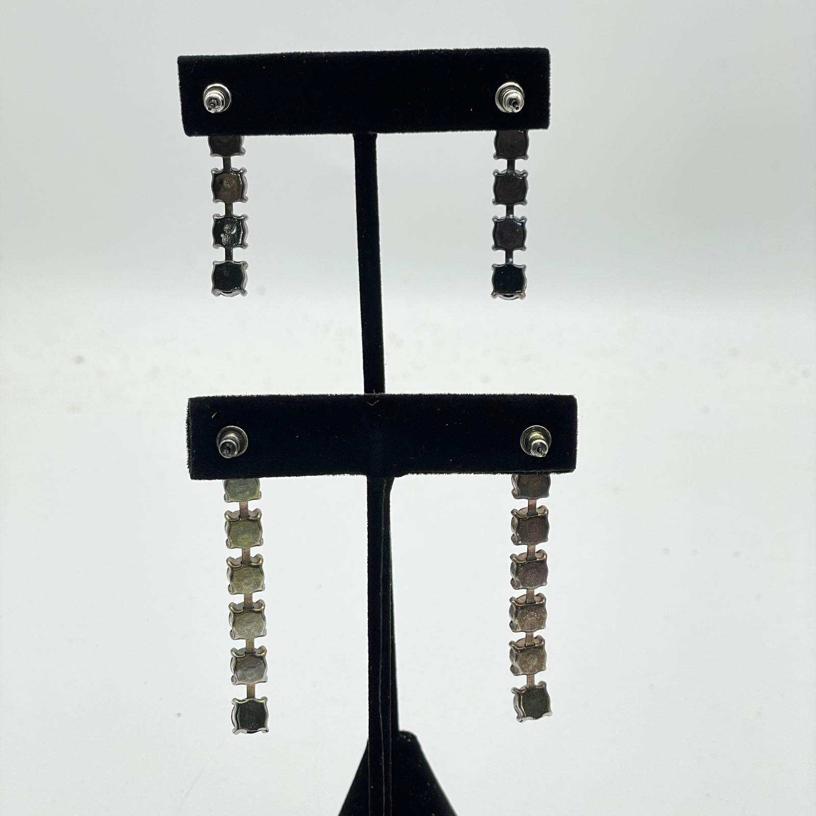 Vintage Rhinestone Dangle Earrings Aurora Borealis Red Crystal Drop Pierced Lot