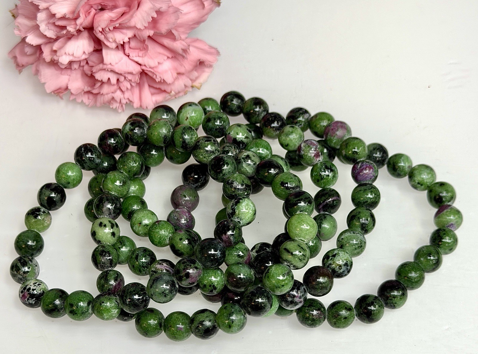 Wholesale 6 Pcs Natural Ruby Zoisite 8mm 7.5” Crystal Healing Stretch Bracelet