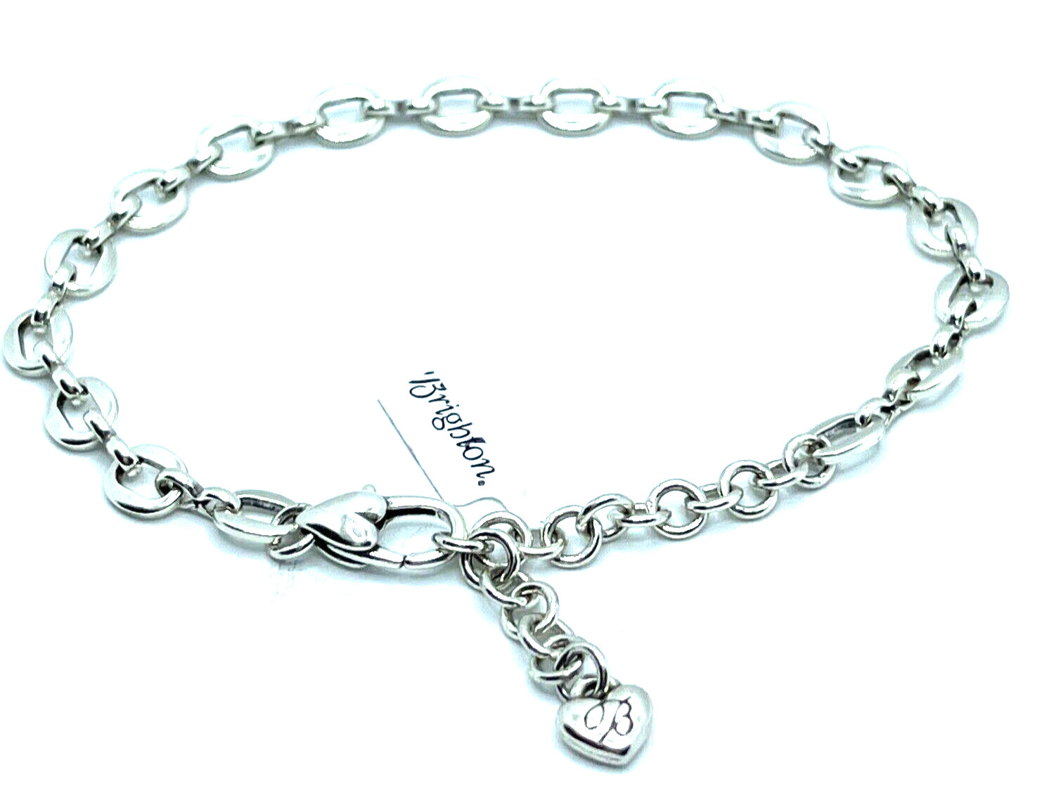 Brighton Delicate Oval Linked Chain Bracelet or Anklet Excellent Silver 10″ NWT