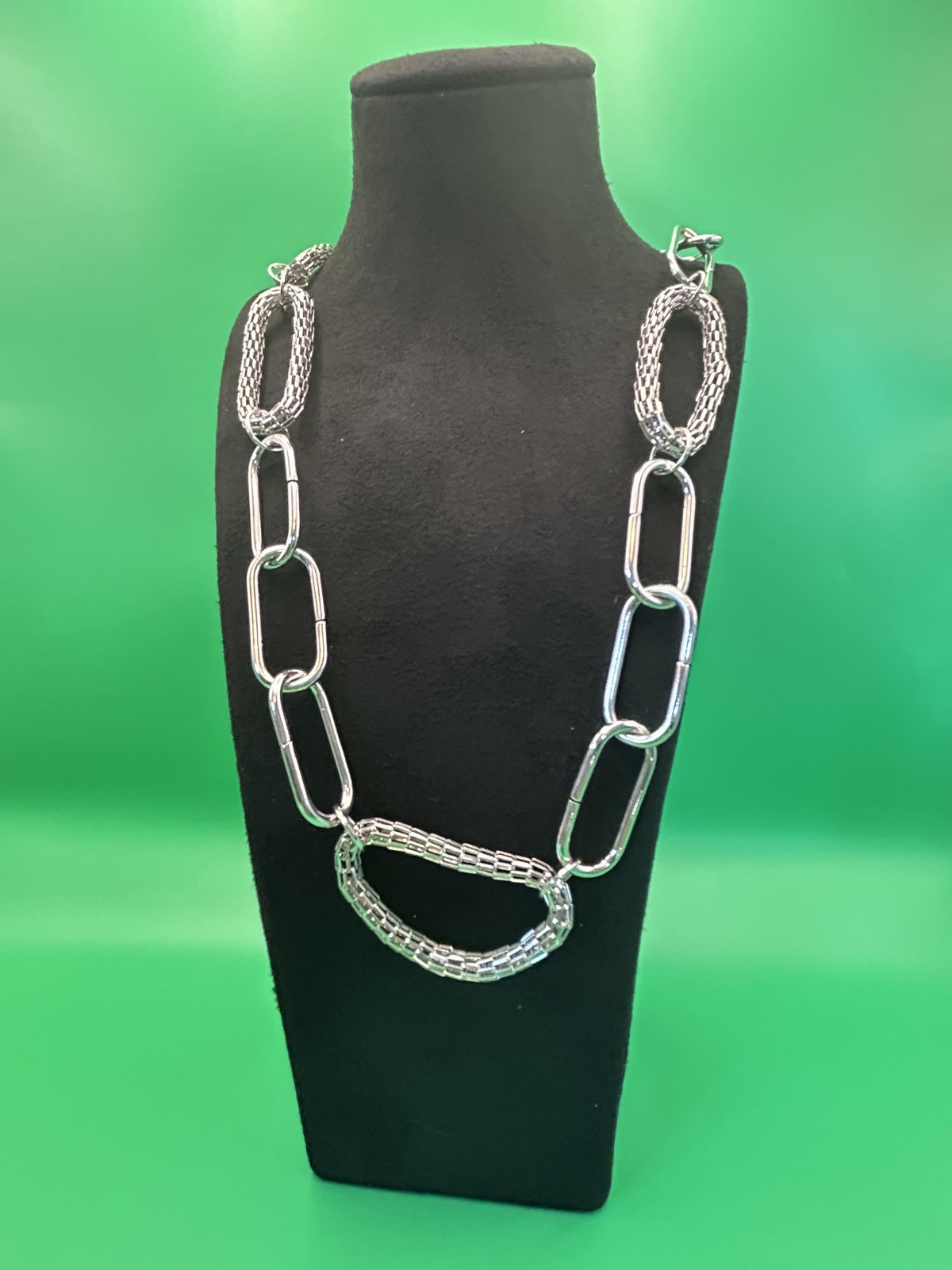 Necklace Silver Tone Large Oval Link Chain Statement Lobster Clasp 22 In Womens