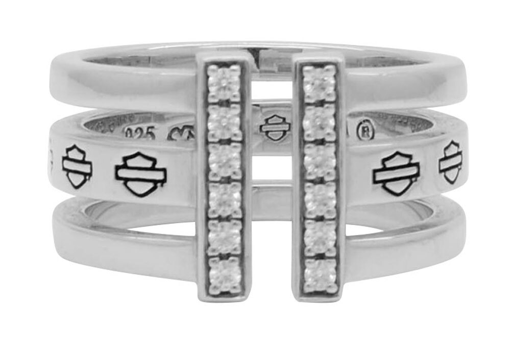 Harley-Davidson Women’s Bling Bar & Shield Split Ring, Sterling Silver HDR0428