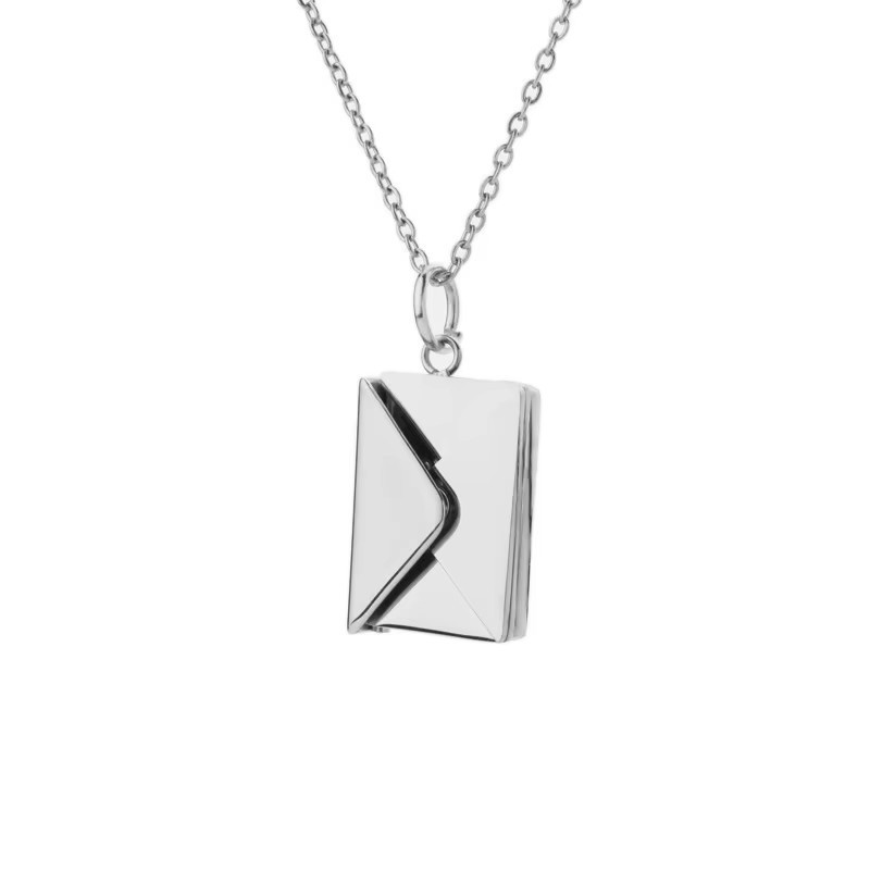 Silver Letter Locket Necklace Love You Pendant Gift for Her Wife Girlfriend