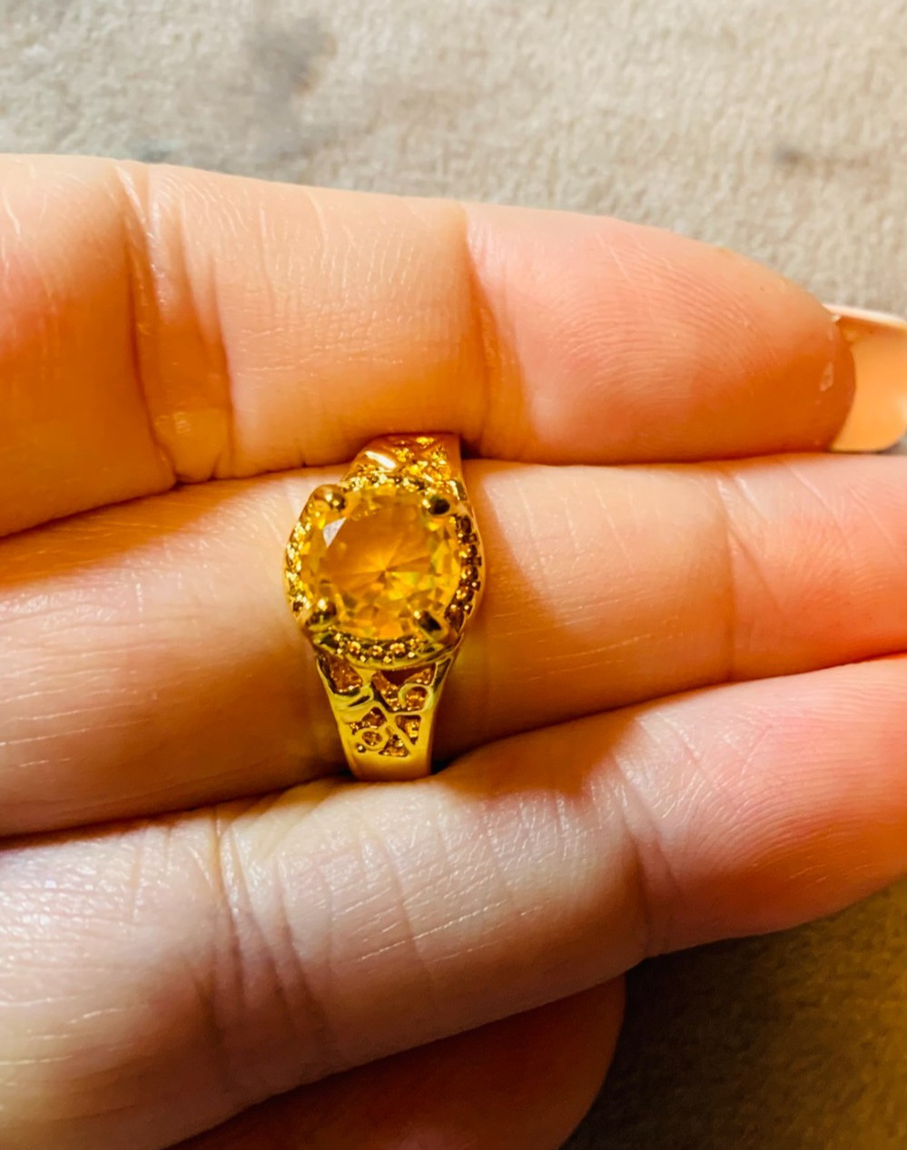 Yellow Canary Cubic Stainless Steel Hypoallergenic Ring Size 8 New